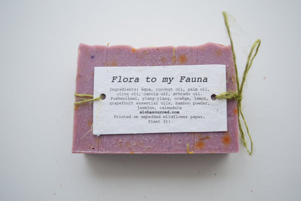 Aloha Sourced Flora to my fauna bamboo soap back