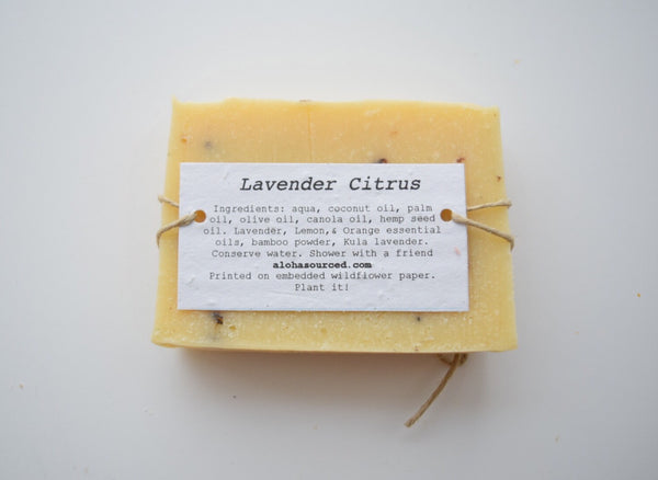 Aloha Sourced Lavender citrus bamboo soap tag